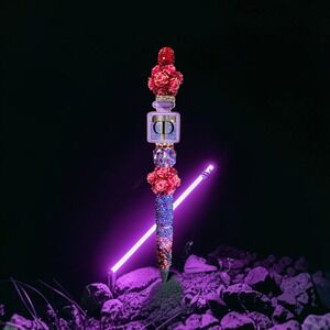 Custom Beaded Pen Luxury Inspired CD Logo Rhinestone Floral Crystal Pink Purple